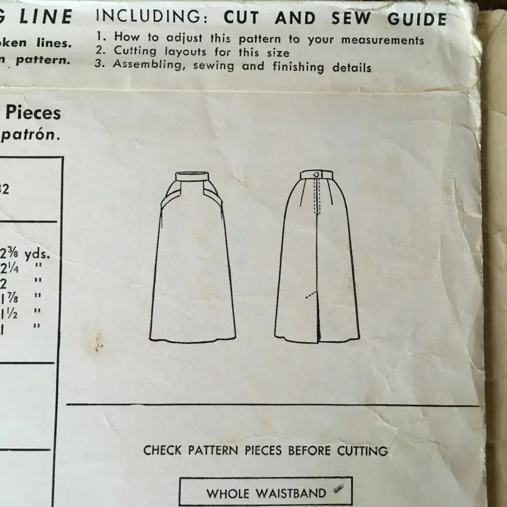 McCalls Sewing Pattern 9276 Original 1953 Misses Skirt MCM Waist 26 COMPLETE